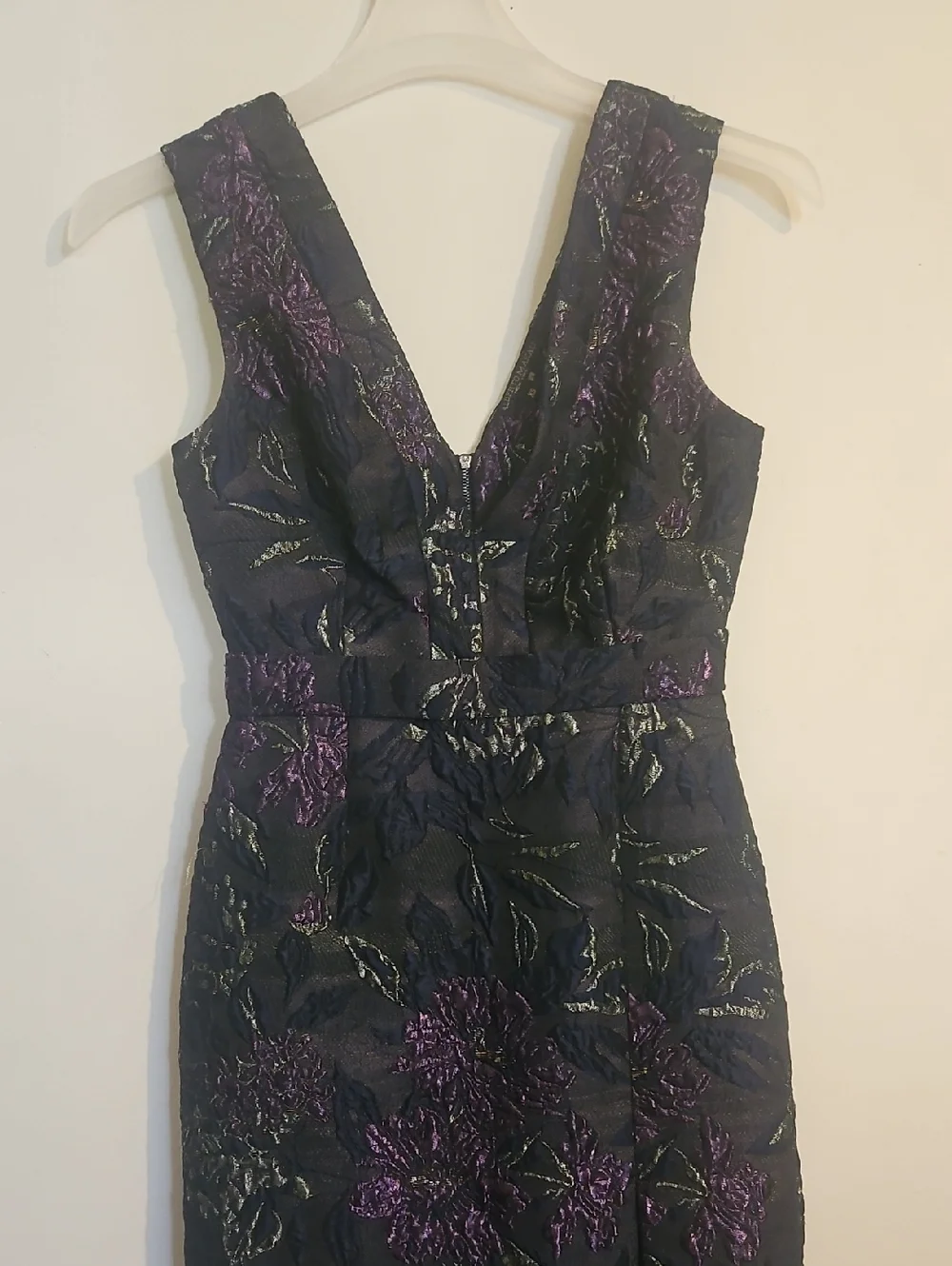 NWT Alberto Makali V-Neck Cocktail Dress embroidered Jacquard Jewel Tone